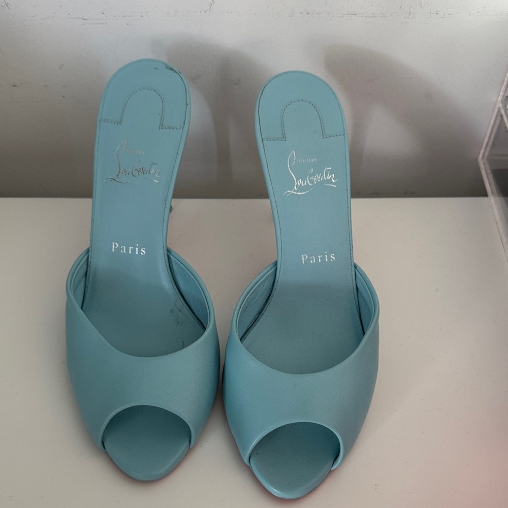 Christian Louboutin Light Blue Mules* like New*